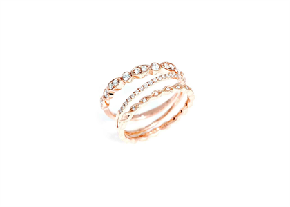 Rose Gold Plated CZ Studded Stack Ring